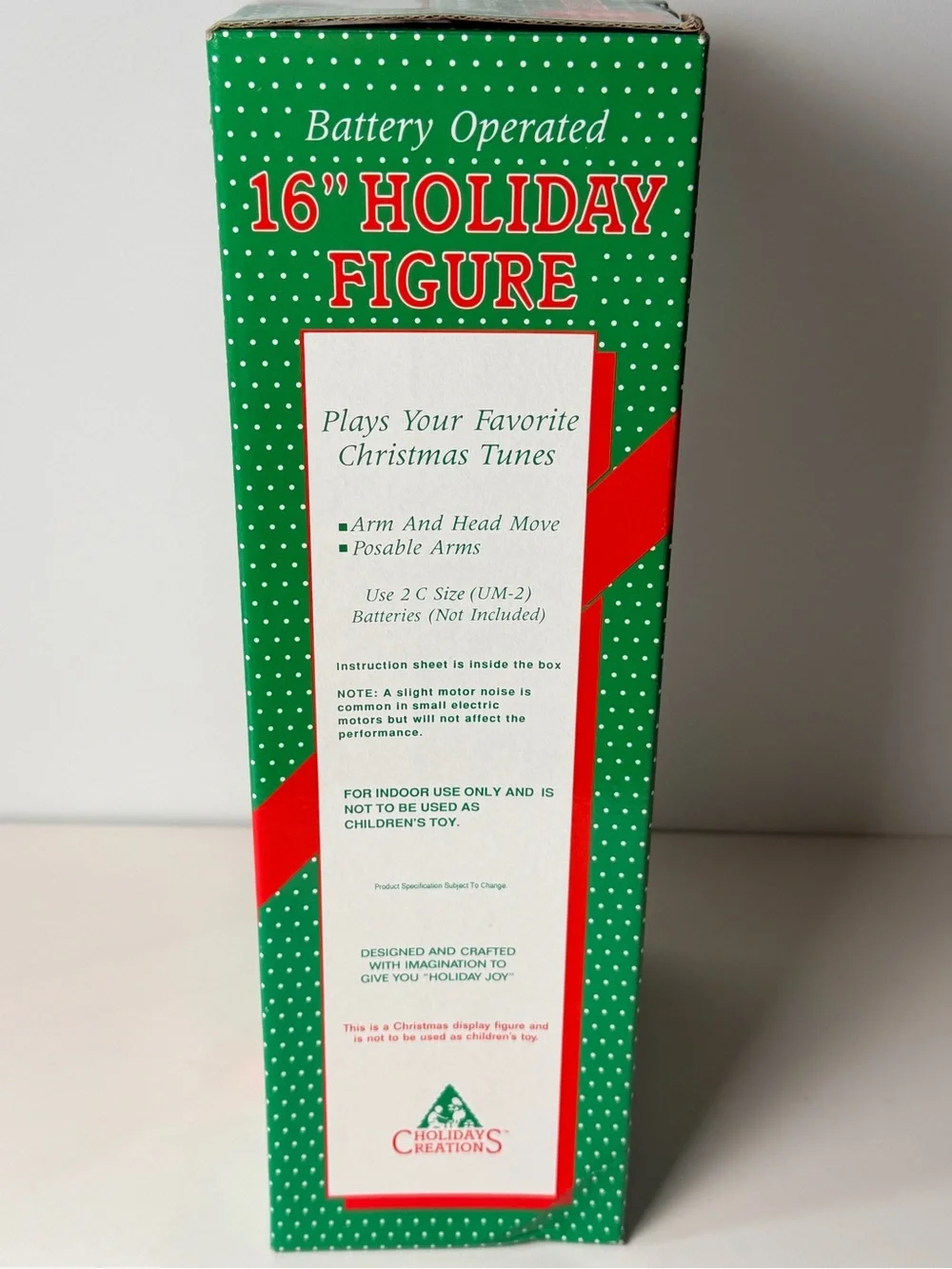 Holiday Creations 16” Moving Figure Plays Musical Christmas Battery Operated Elf